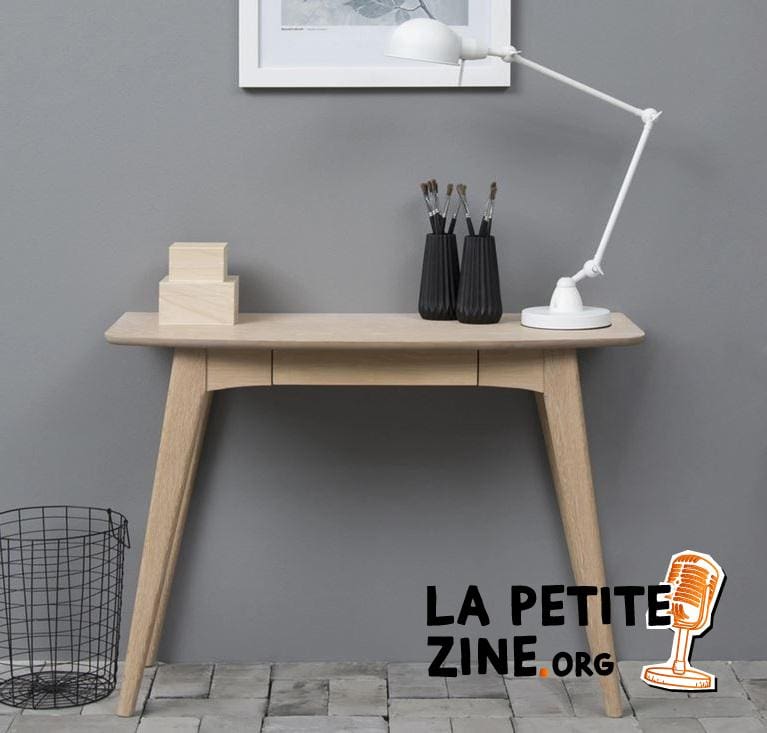  Pecara Bureau Avec Tiroir Minimaliste Chêne Blanchi – 