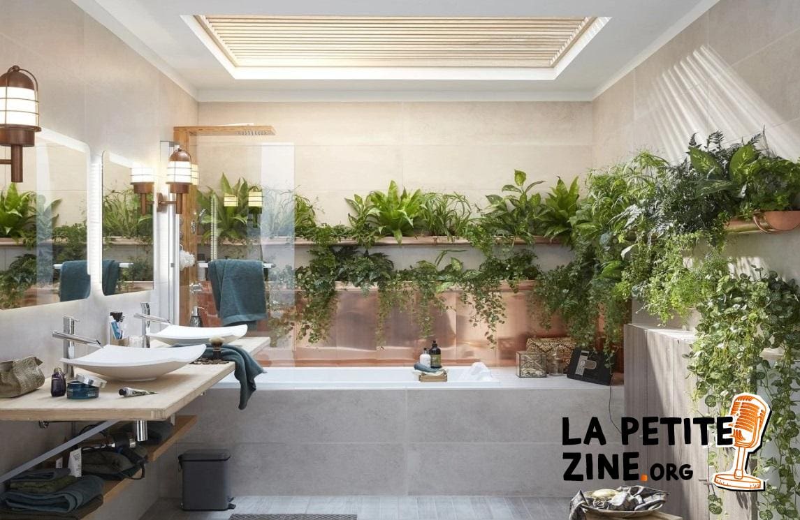  Salle De Bain Végétale Avec Un Puit De Lumière