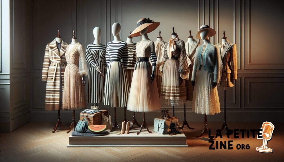 Montre les vêtements en M avec mannequins élégants et variété de textures.